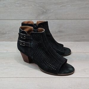 Vionic Women Chryssa Ankle Leather Heels Open Toe shoes sz 8
